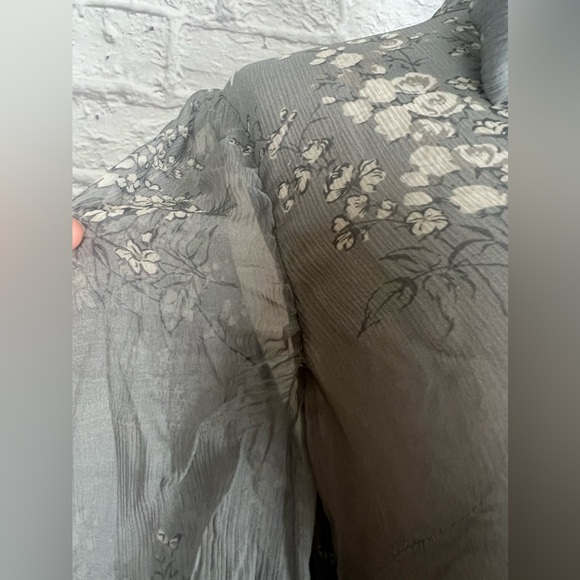 CO Floral Print Crinkle Chiffon Tie Neck Dress size M - Picture 6 of 13